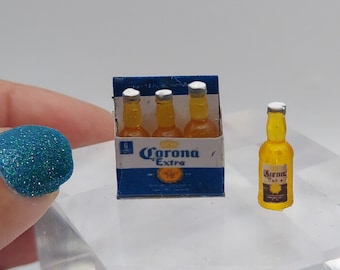Dollhouse Miniature 1:12 Scale 6 Beer Bottles in 6 Pack Carrier