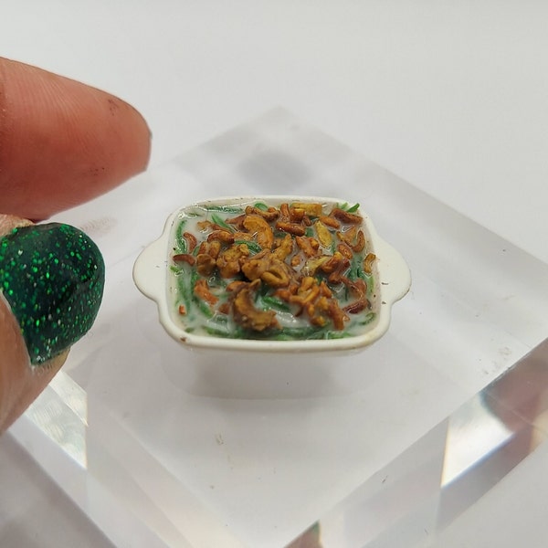 Dollhouse Miniatures 1:12 Scale Thanksgiving Green Bean Casserole with Fried Onions