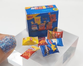 Dollhouse Miniatures 1:12 Scale Chips Variety Box with 6 Chips