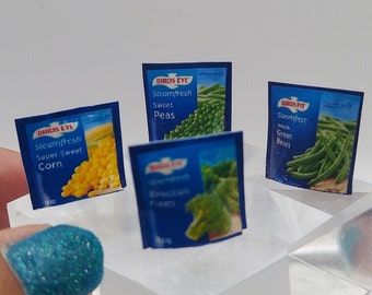 Dollhouse Miniatures 1:12 Scale Frozen Bagged Vegetables