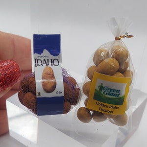 Dollhouse Miniature 1:12 Scale Golden or Russet Potatoes in Plastic or Mesh