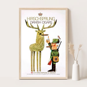 Danish Cigars Vintage Werbeplakat | Vintage Wohnzimmer Dekor | Vintage Büro Wanddeko.