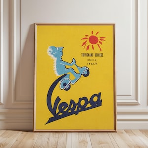 Vintage Vespa Moto Poster: Italienischer Motorroller Druck aus den 1930er Jahren