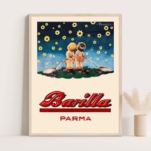 Barilla Vintage Werbeplakat - Großes Retro Food Art für Küche, Bar oder Restaurant Wanddekoration