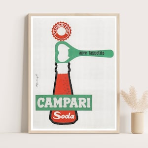 Campari Soda | Apre L'Appetito l Campari Vintage Werbeplakat | Vintage Küchen Deko.