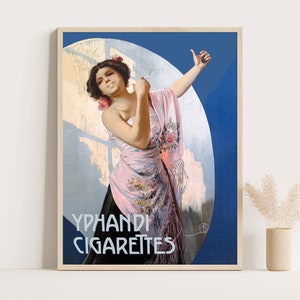 Yphandi Zigaretten Poster | Jugendstil Poster | Vintage Werbeplakat | Vintage Küchendekor | 18x24 Zoll großes Poster.