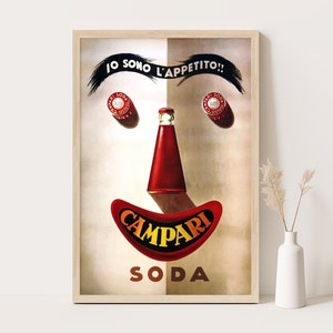 Das legendäre Campari Soda Vintage Werbeplakat, Vintage Küchendekor.