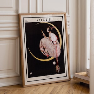 Vogue Cover Print: 1917 Art Deco Moonlit Fashion Illustration by George Wolfe Plank image 4