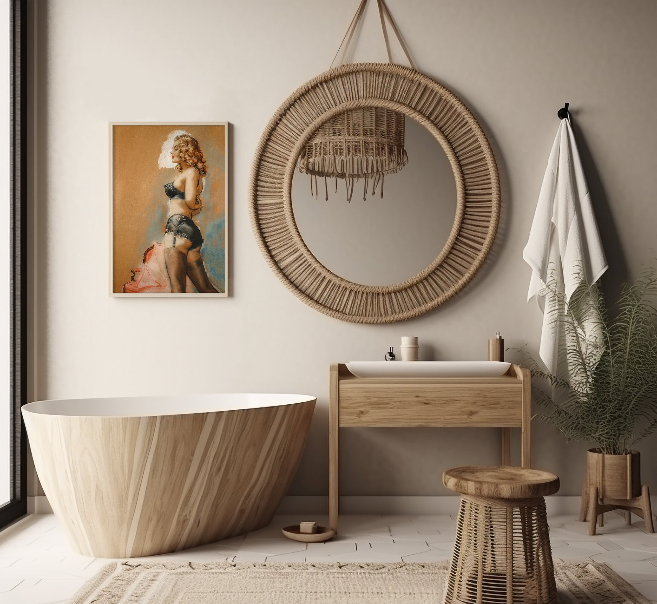 Pin up Girl Wall Art Pin up Art Print Vintage Bedroom Wall Art Large