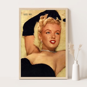 Marilyn Monroe 1950s Pin Up Art | Sexy Vintage Poster for Coquette Room Decor, Retro Bathroom Print