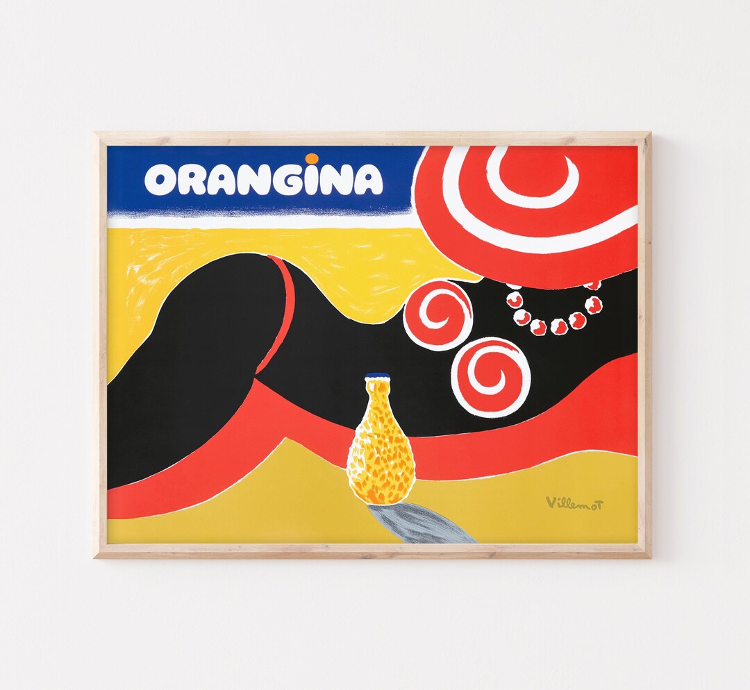 Orangina Poster by Bernard Villemot, 1975, Vintage French Advertising ...