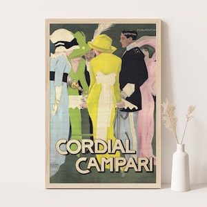 Herzliche Campari Frauen und Offiziere von Marcello Dudovich | Vintage Werbung | Vintage Küchen Dekor | Extragroße Wandkunst.