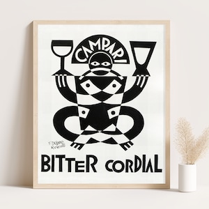Bitter Cordial Campari | Vintage Werbeplakat | Vintage Küchen Dekor | Extragroße Wandkunst.