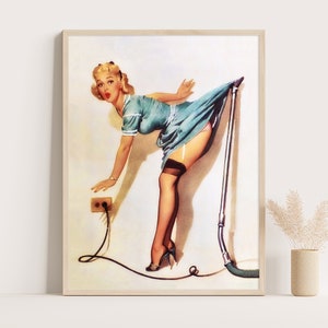 Pin Up Girls Vintage Poster from 1950s | Coquette Room Decor | Sexy Retro Poster & Bathroom Print
