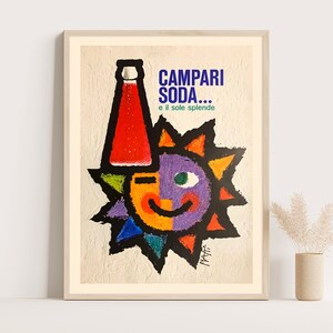 Campari Soda Poster aus den 1950er Jahren | E il alleinige Pracht | Vintage Campari Werbeplakat | Vintage Küchen Deko.