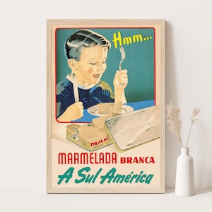 Vintage Werbeplakat Marmelada Branca, Vintage Küche Wandkunst, Vintage Wanddekor.