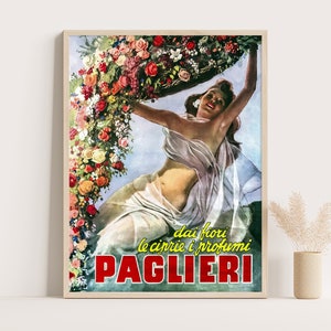 Vintage Werbeplakat für Paglieri Parfums von Gino Boccasile | Vintage Badezimmer Dekor | 30x40cm Poster.