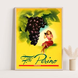 Fratelli Perino Torino Vintage Werbeplakat, Vintage Küchendekor, Vintage Werbeplakat.