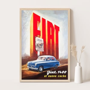 El nuevo coche, Ford 1400 Oldtimer-Werbeplakat, Vintage Wohnzimmerdekor, extragroße Wandkunst, Druck bis zu 24x36 Zoll.