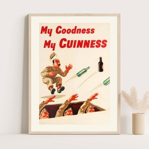 ギネス広告ポスター | My Goodness My Guinness ビンテージ ポスター | バー カート プリント | ビンテージ キッチン ウォール アート。
