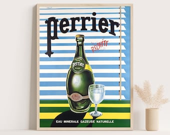 Vintage Perrier Poster: Bernard Villemot French Advertising Art