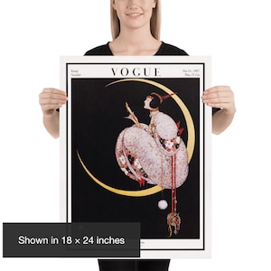 Vogue Cover Print: 1917 Art Deco Moonlit Fashion Illustration by George Wolfe Plank 18x24 inches