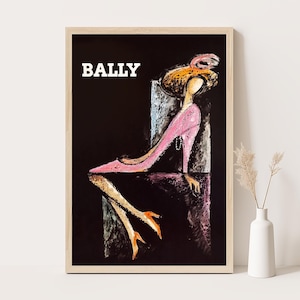 Arte de pared retro de moda, póster vintage de Bally para adolescentes y habitaciones universitarias.