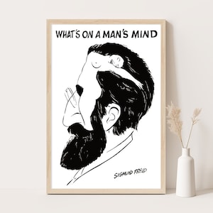 Sigmund Freud Poster | What's On A Man's Mind Karikatur-Poster | Vintage Schlafzimmer Wandkunst | 12x18 Inches Druck.