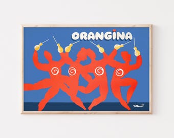 Bernard Villemot Orangina Poster: Vintage French Advertising, 80s Pop Art