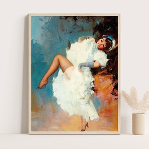 Pin Up Girls Vintage Poster from 1950s | Dancing Pinup Art | Coquette Room Decor | Sexy Retro Wall Art & Bathroom Decor