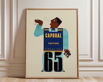 Caporal Vautier Vintage Poster Wall Art Print, French Cigarette Advertising Art, Mid Century Modern Wall Decor