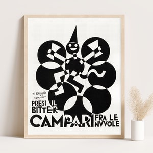 Campari amargo / Tomé un Campari amargo entre las nubes / Póster publicitario vintage / Decoración de cocina vintage / Arte de pared extra grande.
