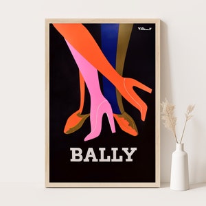 Póster Bally vintage Y2K de los años 70, estilo retro moderno: arte de pared grande y colorido para decoración de habitaciones de adolescentes, universitarios, coquetos y preppy