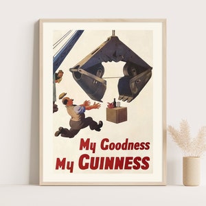 Guinness Advertising Poster | My Goodness My Guinness Vintage Poster | Bar Cart Print | Vintage Kitchen Wall Art.