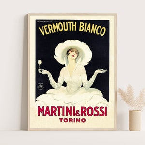 Póster de Martini Rossi / Póster publicitario vintage de Vermouth Bianco / Decoración de cocina vintage / Arte de pared grande / Impresión de hasta 18 x 24.