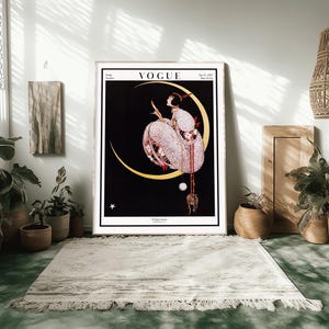 Vogue Cover Print: 1917 Art Deco Moonlit Fashion Illustration by George Wolfe Plank image 6