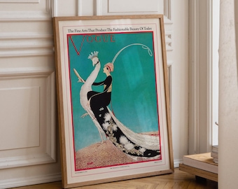 Vogue 1913 Art Nouveau Cover: Woman on Peacock Fashion Illustration