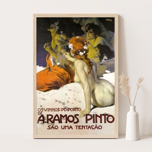 Ein Ramos Pinto Wein Vintage Werbeplakat, Vintage Küchendekor, extra großes Wandkunst, 24x36 Zoll Plakat.