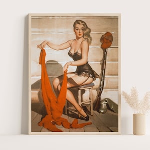 Pin Up Girls Vintage Poster from 1950s | Coquette Room Decor | Sexy Retro Poster & Bathroom Print