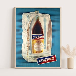 Bitter Cinzano Duży Retro Plakat Koktajlowy - Modna Sztuka Ścienna W Stylu Vintage Do Wystroju Kuchni i Baru