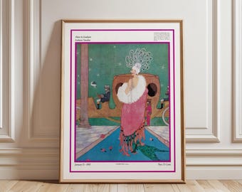 French Vogue Cover Print: 1918 Jazz Age Evening Fashion Illustration by Helen Dryden