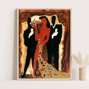 Perrier Vintage Werbeplakat von Villemot | Minimalistische Wandkunst | Vintage Schlafzimmer Dekor | Großes Wandbild | Bis zu 18x24 druck.
