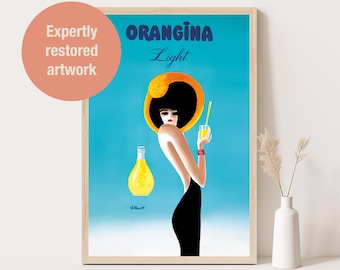 Bernard Villemot Orangina Poster: Vintage French Art Deco Fashion Print