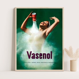 Vasenol Vintage italienisches Werbeplakat | Vintage Badezimmer Dekor | 30x40cm Poster.