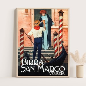 Vintage Werbeplakat für Bier Birra San Marco | Vintage Küchen Dekor | Große Wandkunst.