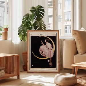 Vogue Cover Print: 1917 Art Deco Moonlit Fashion Illustration by George Wolfe Plank image 3