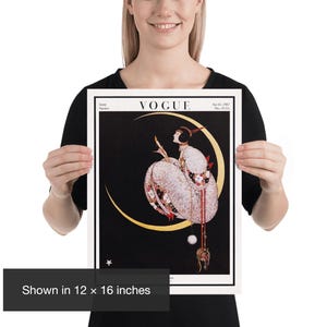 Vogue Cover Print: 1917 Art Deco Moonlit Fashion Illustration by George Wolfe Plank 12x16 inches