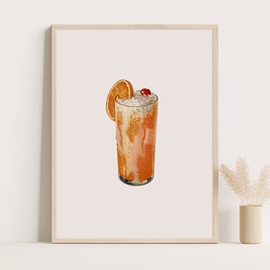 Retro Orange Cocktail Poster | Retro Soda Poster | Vintage Küchendekoration 30x40 cm Druck.