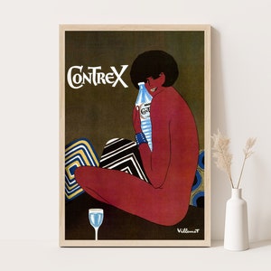 Contrex Vintage Werbeplakat von Villemot | Minimalistische Wandkunst | Vintage Schlafzimmer Dekor | Extra Große Wandkunst | Bis zu 24x36 druck.