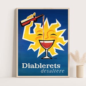 Diablerets Bitter Duży Retro Plakat Koktajlowy na Szwajcarskie zioła aperitif - Modna Sztuka Ścienna W Stylu Vintage Do Wystroju Kuchni i Baru
